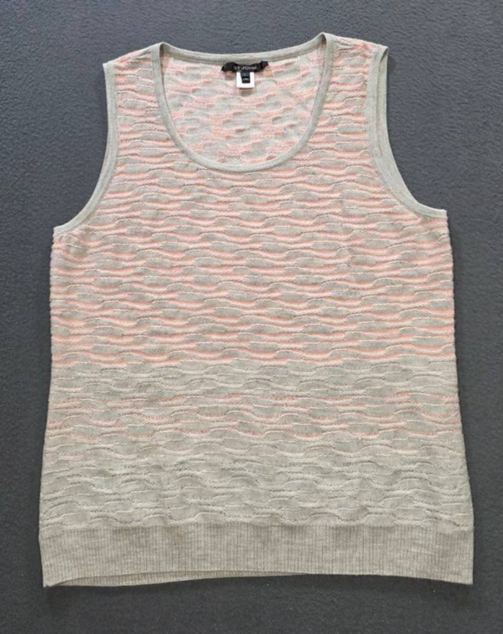 St John Collection santana wool Stripe Sleeveless Knit Tank Top Sz Large A010502